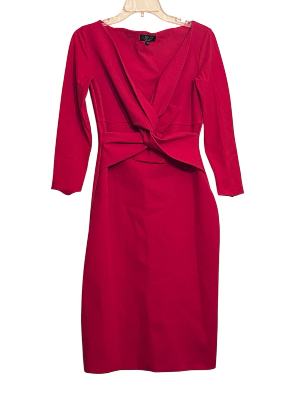 Chiara Boni La Petite Red Bodycon Midi Dress Bow Front Size 46